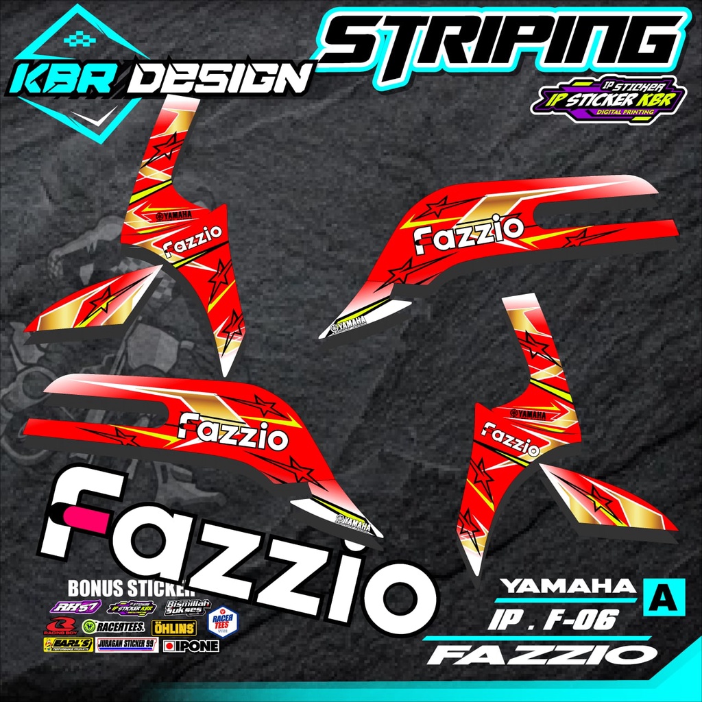 Fazzio Striping สติกเกอร์ Semi Full Trim Striping สติกเกอร์สําหรับ YAMAHA FAZZZIO IP.F06 รถจักรยานยน