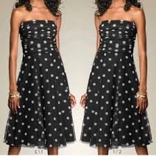 เดรสกระโปรงยาว BCBG MAXAZRIA Polka Dot Tulle Midi Strapless Dress PDN60649 สีลายจุด มือสอง ไซส์ XXS/