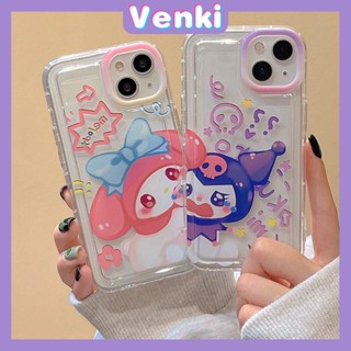 VENKI - Case For iPhone 14 Pro Max TPU Soft Jelly Airbag Clear Case Cute Cartoon Case Camera Protection Shockproof For iPhone 14 13 12 11 Plus Pro Max 7 Plus X XR