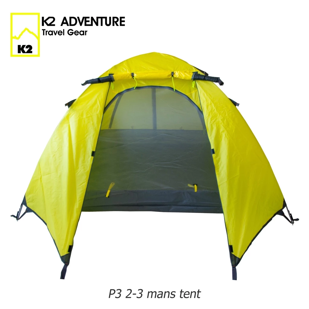 เต็นท์มอเตอร์ไซค์ K2 ADVENTURE รุ่น P3 สีเหลือง นอน 2-3 คน เก็บเล็ก น้ำหนักเบา เสาอลู กันฝน กันลม thumbnail 3