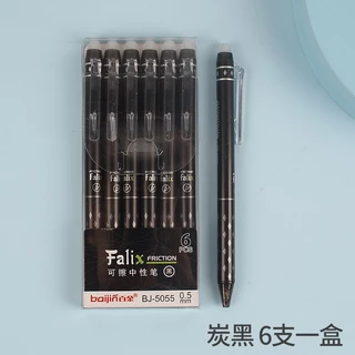 ปากกาหมึกลบได้ 0.5 ลบได้ สีดํา สีฟ้า แบบเรียบง่าย จํานวน 6 ชิ้น