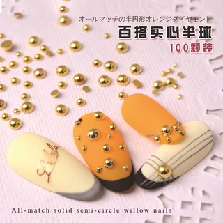หมุดสีทองครึ่งวงกลม 3D ขนาดเล็ก สีทอง สีเงิน สําหรับตกแต่งเล็บ 100 ชิ้น ต่อถุง