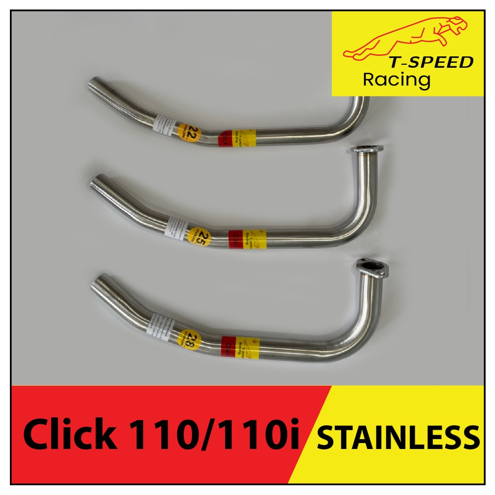 คอท่อ Honda Click 110/110i 🔩 Stainless steel แท้ เกรด 304 หนา: 1.2 มิลลิเมตร มีขนาดให้เลือก: 22 m.m.