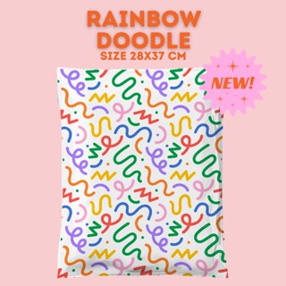 ใส่โค้ด FABPACK500 ลด 65.- มาใหม่!  (50ซอง |แพค)  Rainbow Doodle ซองไปรษณีย์พลาสติก 28x37 cm