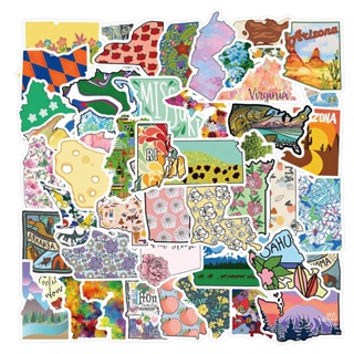 พร้อมส่ง！Camping Travel แอฟริกา Africa sticker MAP vintage ticket สติกเกอร์กันน้ำรูปแบบที่แตกต่างกัน 55ชิ้น