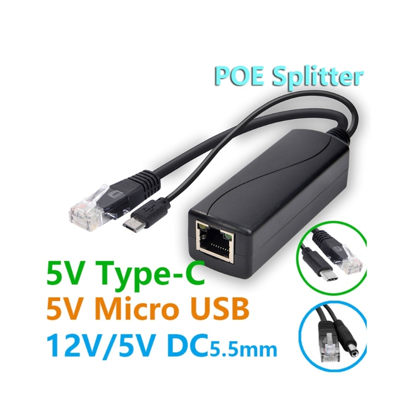 Estone 48V POE Splitter ถึง 5V Power Over Ethernet Splitter IEEE802 3af สําหรับกล้อง