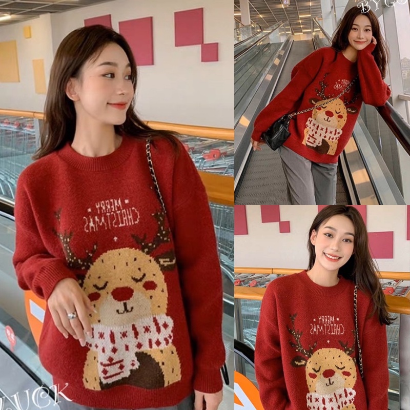Spinnyhouse เสื้อแขนยาว เสื้อกันหนาว งานทอลาย ลูกคุณมากแม่ มีกิมมิคผ้าผูกคอ น่ารักม้าก รุ่น คริสมาส