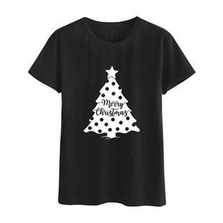 Casual Harajuku Vintage Ladies Xmasเสื้อเสื้อผ้าMerry Christmas Letterพิมพ์ผู้หญิงTเสื้อน่ารักต้นคริสต์มาสเสื้อยืดกราฟิก