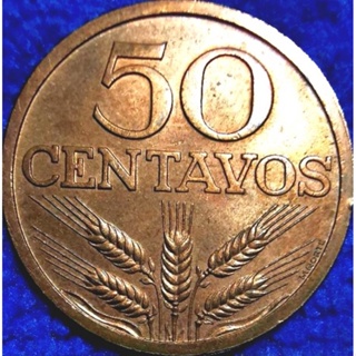 เหรียญ​ต่างประเทศ​ โปรตุเกส​ Portugal, 50 Centavos, ใช้แล้ว, #366