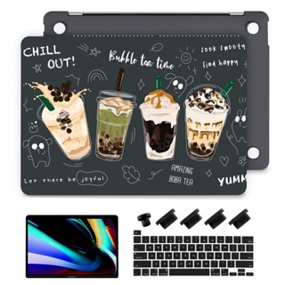 (ทุกรุ่น) เคสแข็ง พิมพ์ลายชานมไข่มุก สําหรับ Macbook M2 Air13.6 นิ้ว A2681 Pro13 14 A2338 A2289 A2251 A1708 A2442 Air13 A1466 A1369