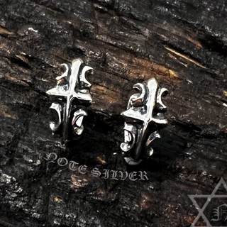 ต่างหูห่วงเงินแท้ ลายกางเขน Sterling Silver 925 NSER1729