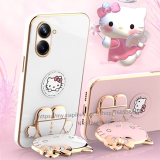 Casing เคส Realme C33 C30s C30 C35 C31 Realme 9i 5G 4G Narzo 50A Prime Phone Case Cute Cartoon Candy Plating with Portable Make-up Mirror Stand Magnetic Suction Function Soft Case เคสโทรศัพท