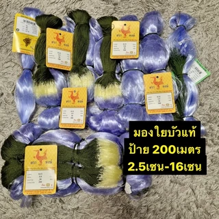 มองใยบัวแท้ดักปลา รุมป้าย 200เมตร เบอร์ 0.11/0.12 ลึก30/40/50/75/100ตา (2.5 เซน-14 เซน) มองดักปลาเอ็นอ่อนใยบัว