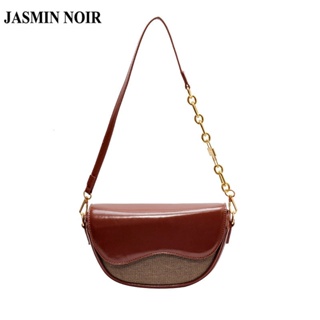 Jasmin NOIR กระเป๋าถือ กระเป๋าสะพายไหล่ สะพายข้าง ผ้าแคนวาส PU แต่งสายโซ่ สําหรับผู้หญิง