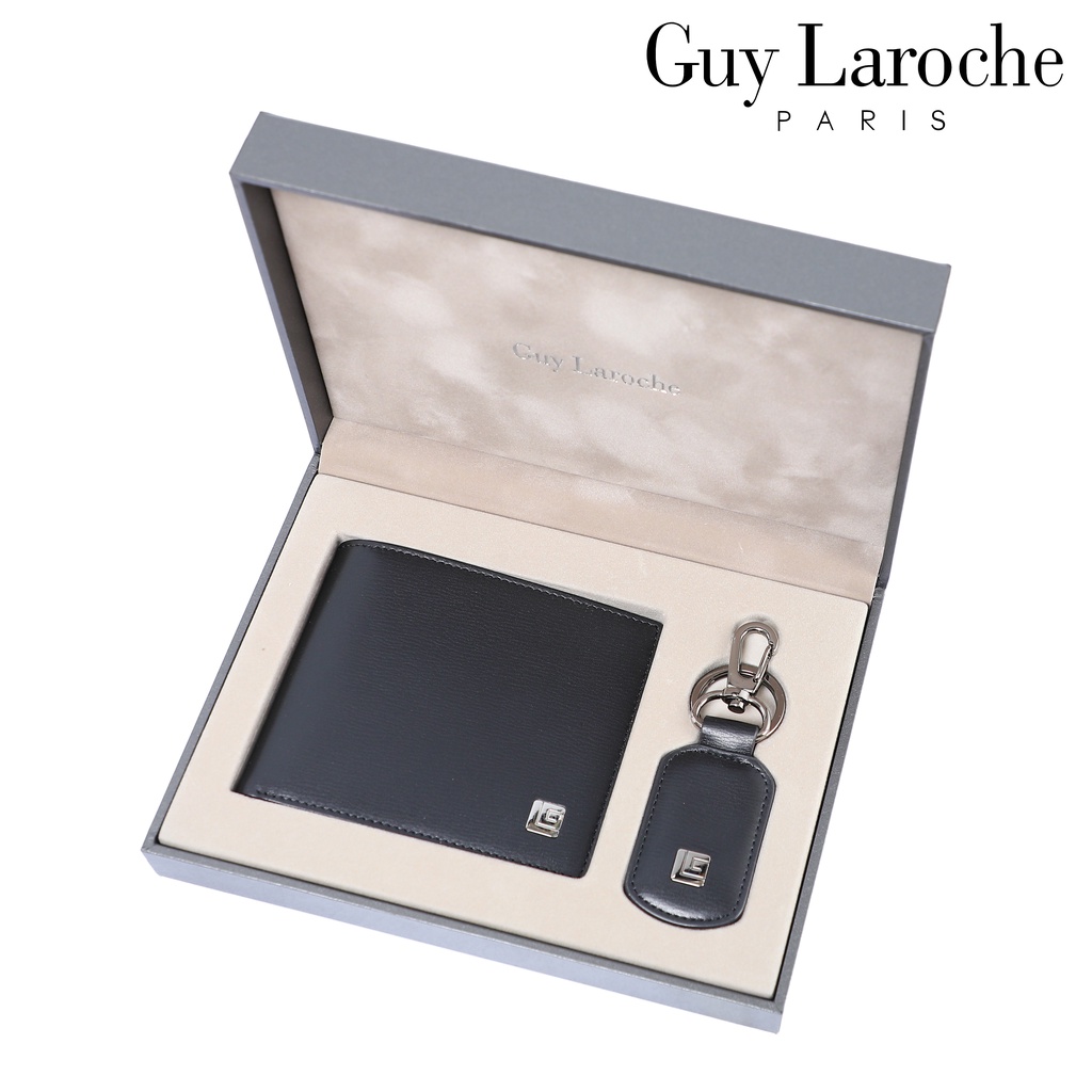 Guy Laroche Gift set กระเป๋าสตางค์พับสั้น + พวงกุญแจ รุ่น MGG0061 - สีดำ