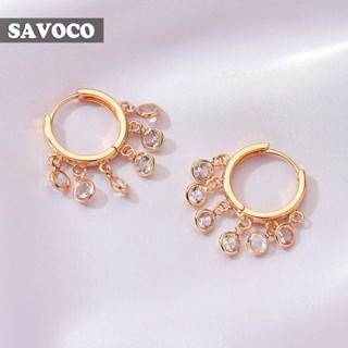 Savoco ต่างหูห่วงสั้น ประดับลูกปัด ทรงหยดน้ํา ขนาดเล็ก น่ารัก เรียบง่าย ของขวัญวันเกิด สไตล์วินเทจ แฟชั่นสําหรับผู้หญิง SE021