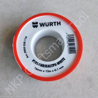 เทปพันเกลียว WURTH หนา 0.1mm*16mm*12m (แพ็ค10ม้วน) หนาพิเศษ