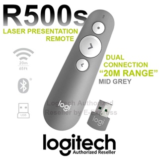 Logitech R500s Presenter (Mid Grey) เลเซอร์พ้อยเตอร์ เลเซอร์สีแดง สีเทา ของแท้ ประกันศูนย์ 1ปี