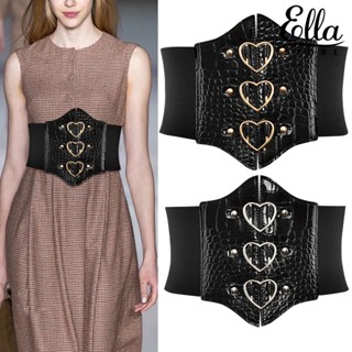 Ellastore123 คอร์เซ็ทหนังเทียม ดันทรง รูปหัวใจ กว้าง ยืดหยุ่น สําหรับผู้หญิง