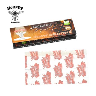 กระดาษโรล Hornet กลิ่นช็อคโกแลต 78 มม 50 แผ่น/ตลับ 🌿 Hornet Chocolate Flavored Rolling Papers 78mm 1 1/4 Size 50 Leaves