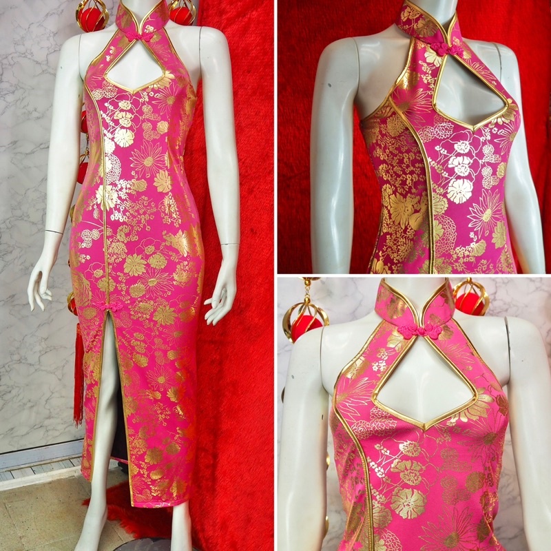 กี่เพ้าคล้องคอผ้ายืด ทรงสวย ฟรีไซส์ แบบสั้น และยาว CH0030-CH0049 - รูปที่ 6