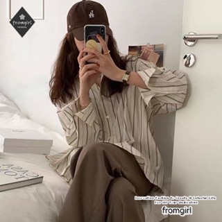 เสื้อเชิ้ตแขนยาว ลายทางแนวตั้ง สีขาว แฟชั่นฤดูใบไม้ผลิ สําหรับผู้หญิง 2022