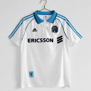 เสื้อกีฬาแขนสั้น ลายทีมชาติฟุตบอล Marseille 1998/99 ชุดเหย้า เรโทร ไซซ์ S-XXL