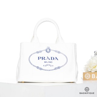 NEW PRADA CANAPA TOTE 28 WHITE DENIM SHW