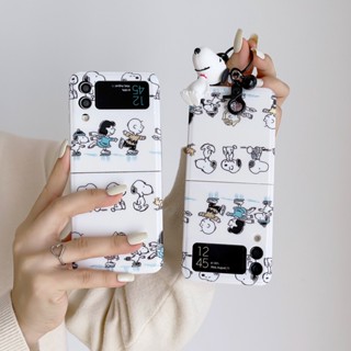 เคสโทรศัพท์มือถือแบบนิ่ม กันกระแทก ลายการ์ตูน Snoopy Charlie พร้อมจี้ห้อย สําหรับ Samsung Galaxy Z Flip 3 5G Z Flip 4