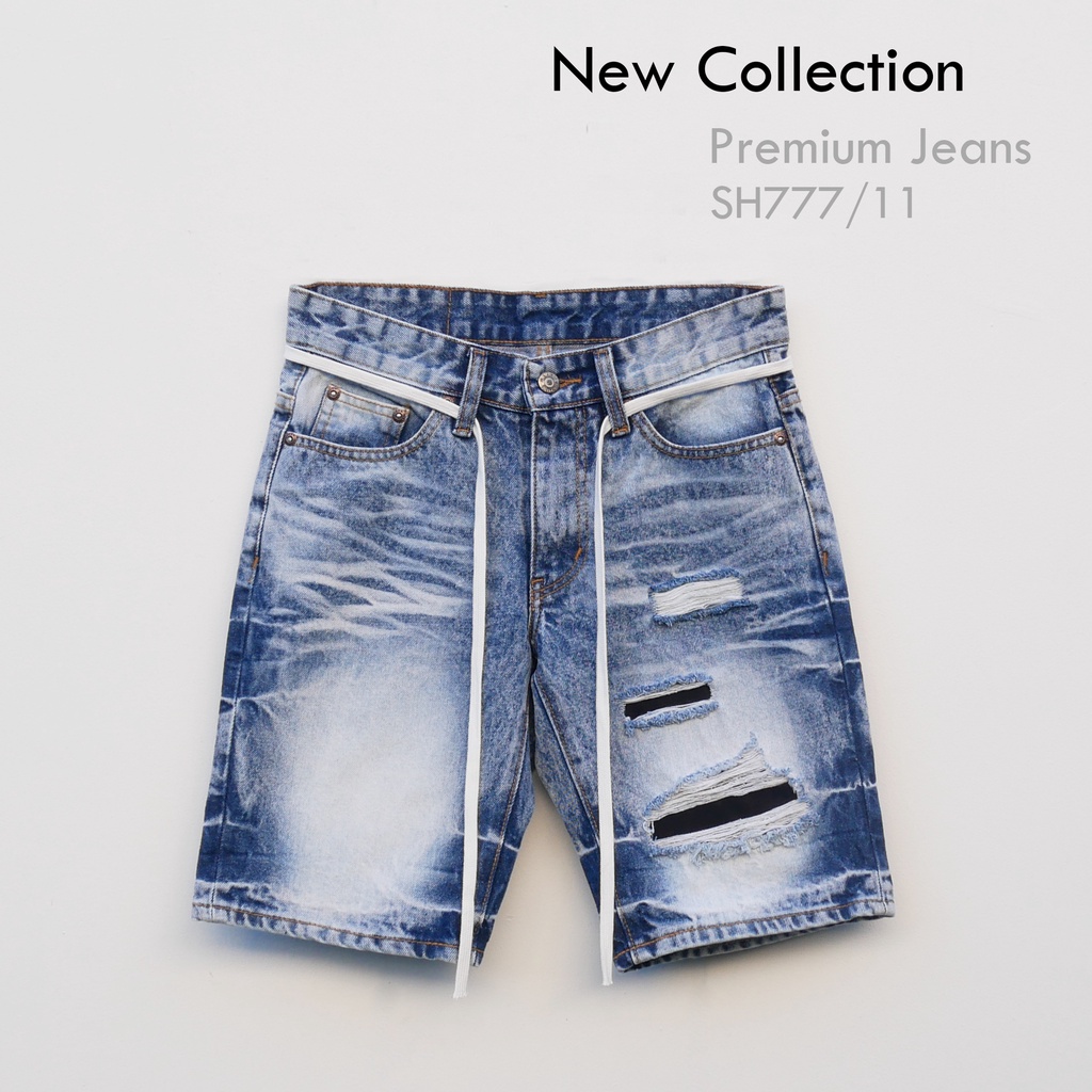 กางเกงขาสั้นผู้ชาย กางเกงยีนส์ แฟชั่นสไตล์เกาหลี แต่งขาด No.MG777/11