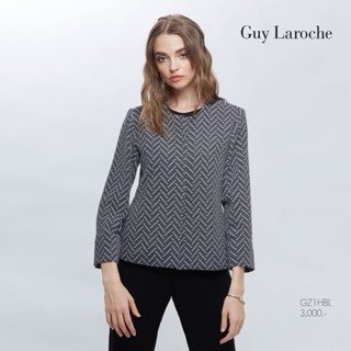 Guy Laroche BUSINESS JACKET NEW GL Jacket แจ็คเก็ตทำงานเนื้อผ้า Jersey Jacquard ลายกราฟิกก้างปลาสีดำ (GZ1HBL)