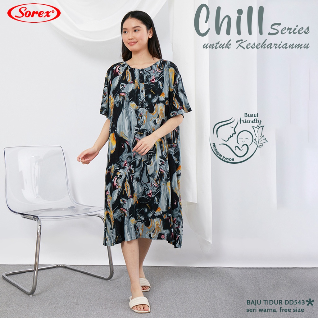 Sorex Chill Series Busui Friendly Rayon Premium Freesize Tropical Pattern Daster Nightgown DD 543 - 