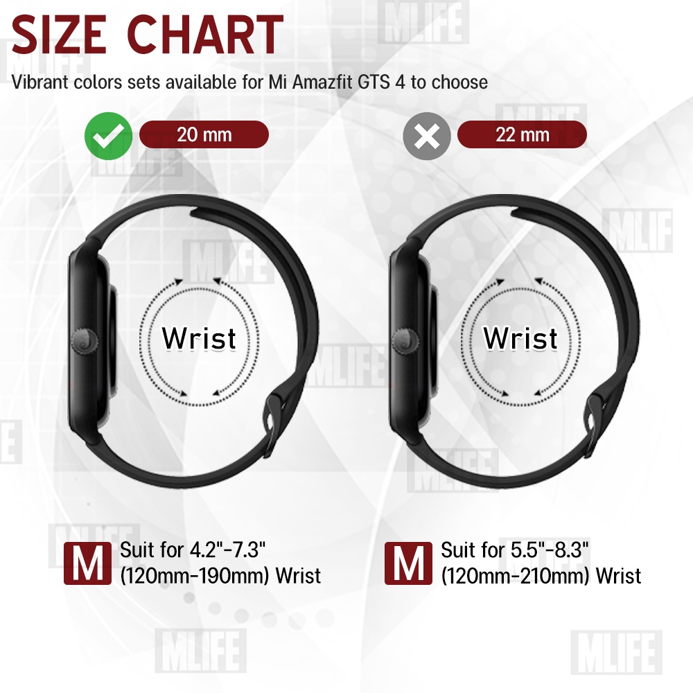 MLIFE - สายนาฬิกา 20 มม. Amazfit GTS 4 / 4 Mini / 3 / 2 / 1 20มิล เคส กระจก สายชาร์จ - Xiaomi GTS4 / GTS3 / GTS2 20mm