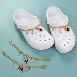 Croc Jibz เซตน้ําหอม โซ่ทอง DIY ปุ่มเสน่ห์รองเท้า