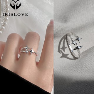 Irislove แหวนนิ้วมือ รูปดาว สีเงิน ซ้อนกันได้ สร้างสรรค์ เครื่องประดับ สําหรับผู้หญิง