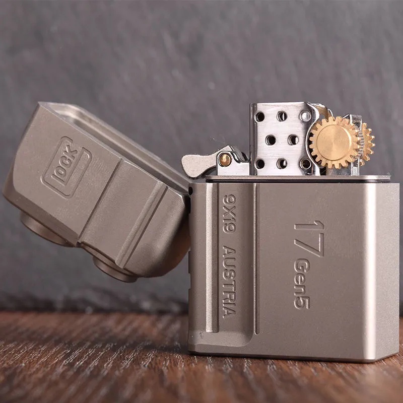Solid Titanium Alloy G17 Thickened Armor Kerosene Lighter Cool Glock