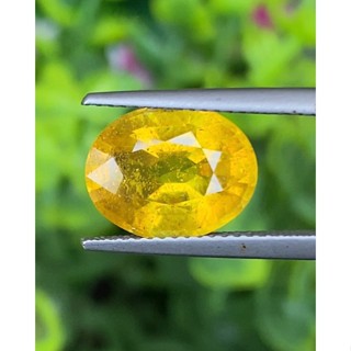 พลอย บุษราคัม yellow sapphire 6.00 กะรัต (Cts.) เผาใหม่ พลอยแท้ อัญมณีมงคลประจําวันเกิด เครื่องประดับพลอย