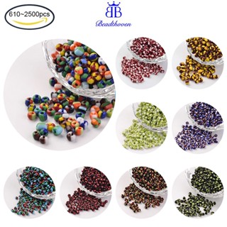 Beadthoven ลูกปัดแก้ว ทรงกลม คละสี 6/0 3.5~4x2.5~3 มม. สําหรับทําเครื่องประดับ DIY 610-2500 ชิ้น