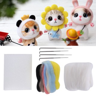 Yohio DIY Handmade Cat Needle Felting เข็มขนสัตว์สักหลาด รูปดอกทานตะวัน แมว สําหรับตกแต่งบ้าน ชุดอุปกรณ์สำหรับทำตุ๊กตาแมวใยขนแกะ