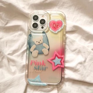 เคสโทรศัพท์มือถือแบบนิ่ม TPU ใส กันกระแทก ลายหมีน่ารัก สําหรับ IPhone 14 13 12 11 Pro XS Max X XR 7 8 6 6S Plus