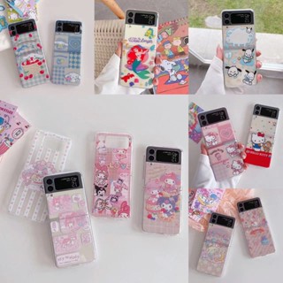 เคสโทรศัพท์มือถือ PC แข็ง แบบใส กันกระแทก ลายการ์ตูน Melody Cinnamoroll Pochacco น่ารัก สําหรับ Samsung Galaxy Z Flip 3 5G Z Flip 4