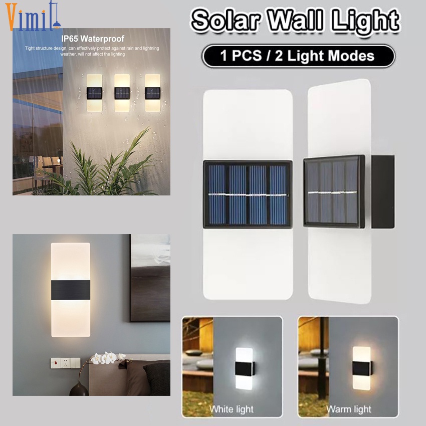 Vimite โคมไฟ led 16 ดวง อะคริลิค พลังงานแสงอาทิตย์ กันน้ํา สีวอร์มไวท์ สําหรับตกแต่งสวน รั้ว ระเบียง บ้าน