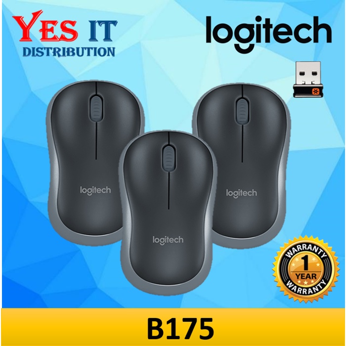 Logitech B175 Wireless USB Optical Mouse - ( BlackGrey )