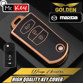 【Mr.Key】เคสกุญแจรถยนต์ Tpu 3 ปุ่ม อุปกรณ์เสริม สําหรับ Mazda 3 5 6 Series M6 RX8 MX5 2