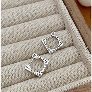 289-goodgift_station-Graffiti Square s925 silver earrings ต่างหูลายภาพวาดบนผนัง ทรงสี่เหลี่ยมแบบล็อค