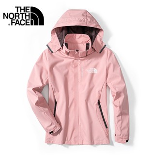 👍L-5XL 50-105KG👍 The North Face เสื้อแจ็คเก็ตผู้หญิง/เสื้อแจ็คเก็ตกันลมกันลมคุณภาพสูงสีชมพู