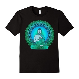 เสื้อยืดลําลอง ผ้าฝ้าย พิมพ์ลาย Folklore Mandala Buddha Meditation Ii สําหรับผู้ชาย