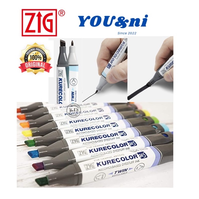 Zig Kurecolor Twin WS Colour Color Marker KC-3000 (ต่อชิ้น)