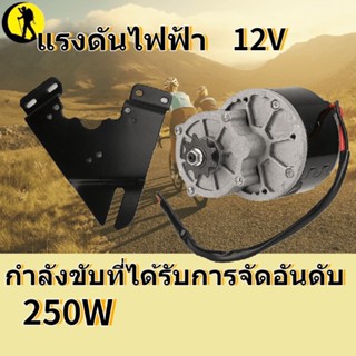 พร้อมส่ง   มอเตอร์เกียร์ไฟฟ้า 12V 250W พร้อมแปรงทรงสามเหลี่ยม สำหรับสกูตเตอร์