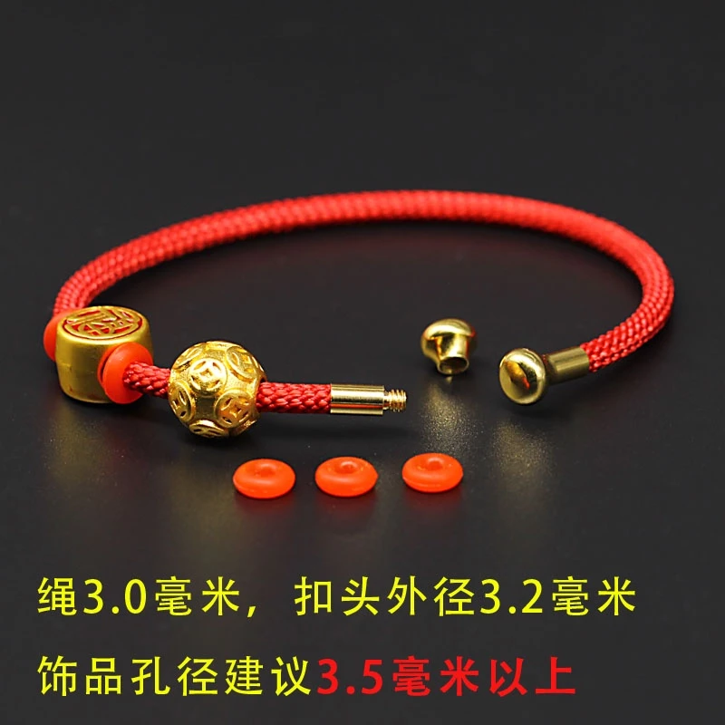 สร้อยข้อมือรูปตัว C แบบเปิด ประดับลูกปัด สีแดงและสีทอง thumbnail 5
